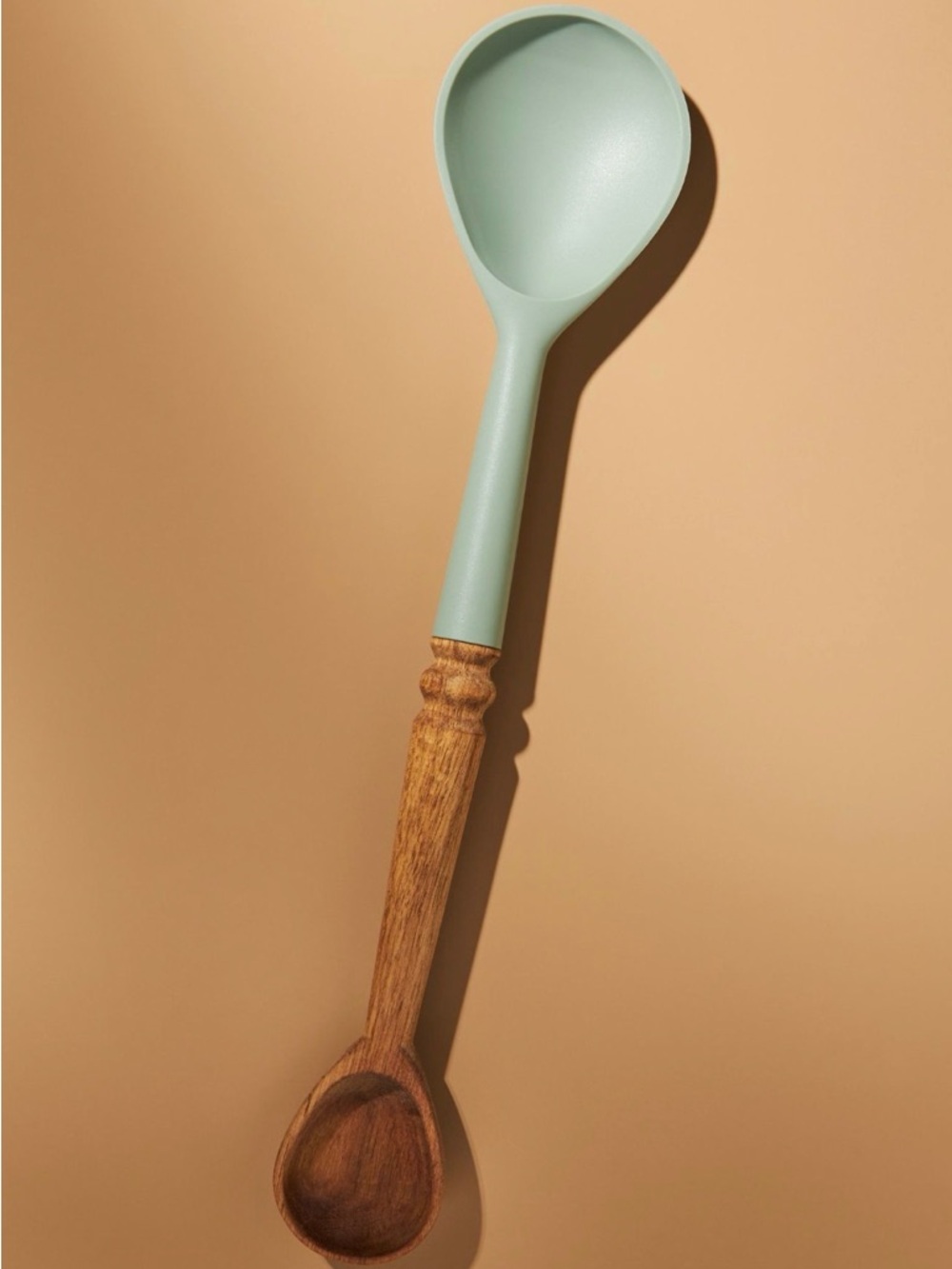 Anthropologie The Gibson Double Silicone and Smooth Acacia Wood Double Spoon New